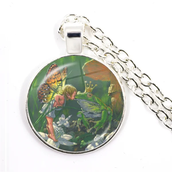 New Chain Handcraft Vintage Frog Fairy Pendant Necklace Glass Cabochon Women Fashion Charm Jewelry colares e correntes feminino - Image 5