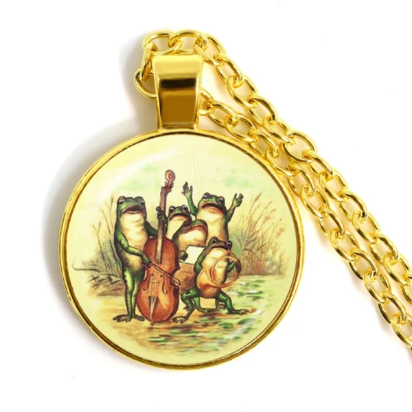New Chain Handcraft Vintage Frog Fairy Pendant Necklace Glass Cabochon Women Fashion Charm Jewelry colares e correntes feminino - Image 6