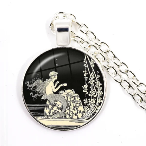 New Chain Handcraft Vintage Frog Fairy Pendant Necklace Glass Cabochon Women Fashion Charm Jewelry colares e correntes feminino - Image 2