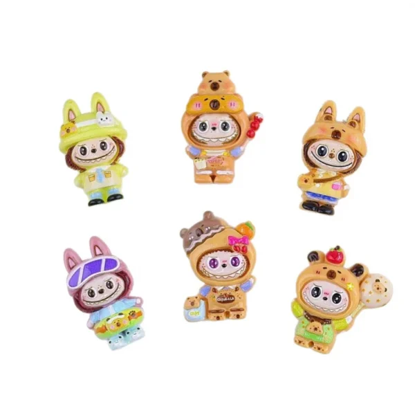 10pcs Cartoon animal capybara rabbit sports resin accessories diy 3D handcrafted Phone case decoration charm making for Keychain - Image 2