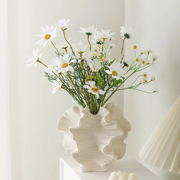 Minimalist Mirage Vase Ornament Ceramic Coral Vase Nordic Art Beige Living Room Desktop Center Decoration - Image 2